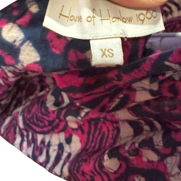 House Of Harlow 1960 Tiered Maxi Dress Tie Back Flutter Sleeve Purple Magenta XS - Picture 11 of 13